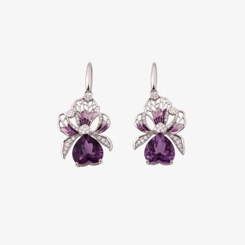 Bow Heart Amethyst Earrings