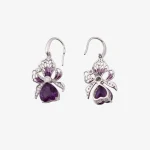 Bow Heart Amethyst Earrings