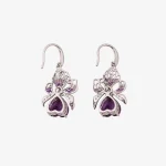 Bow Heart Amethyst Earrings