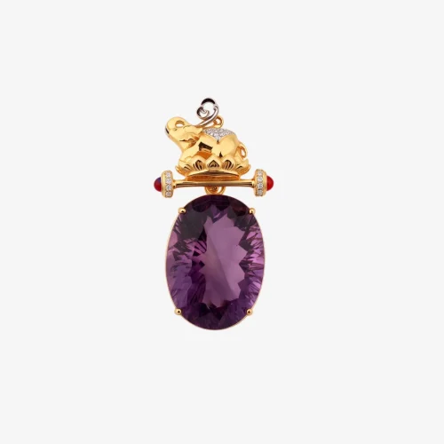 Elephant Amethyst Gemstone Pendant