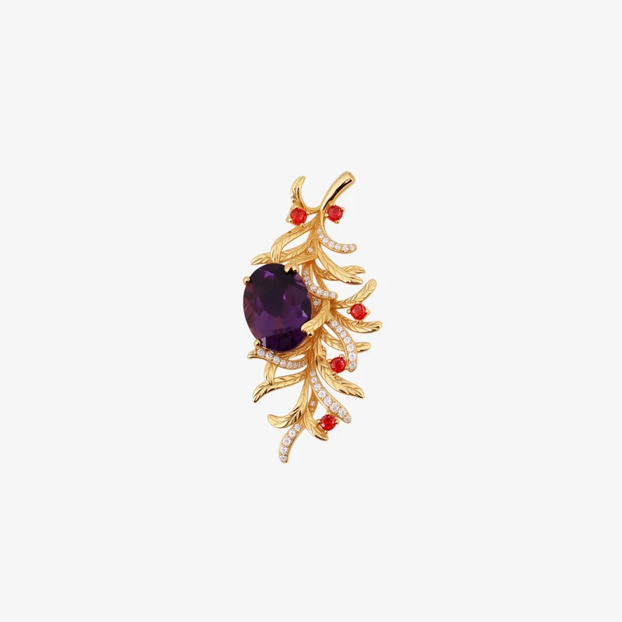 Amethyst Wheat Brooch Pendant