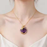 Floral Amethyst Gemstone Pendant