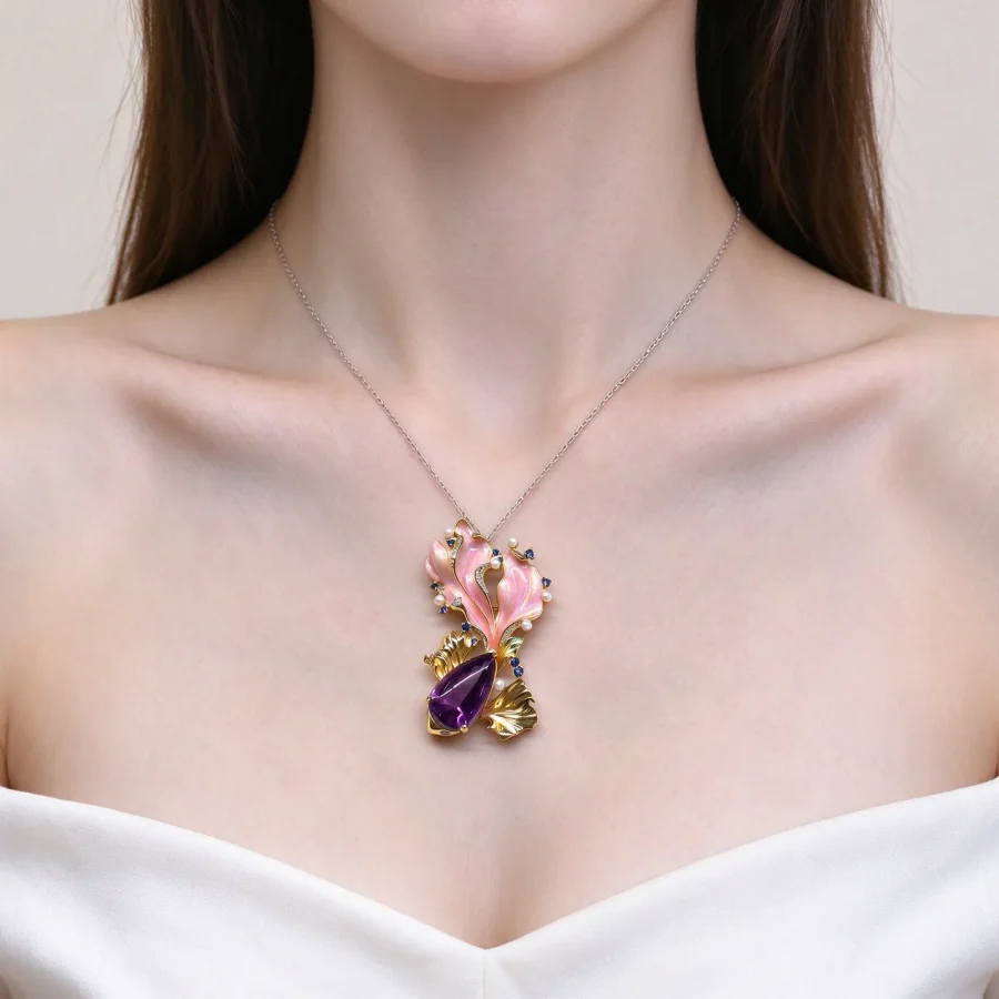 Designer Colorful Amethyst Pendant