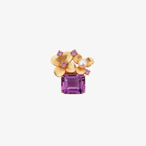 Square Amethyst Pearl Pendant