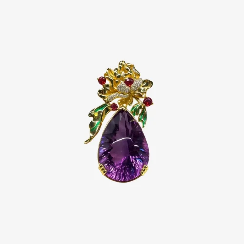 Poinciana Flower Amethyst Pendant