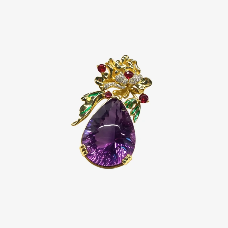 Poinciana Flower Amethyst Pendant