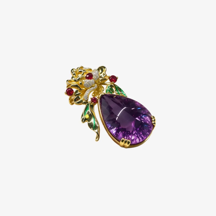 Poinciana Flower Amethyst Pendant
