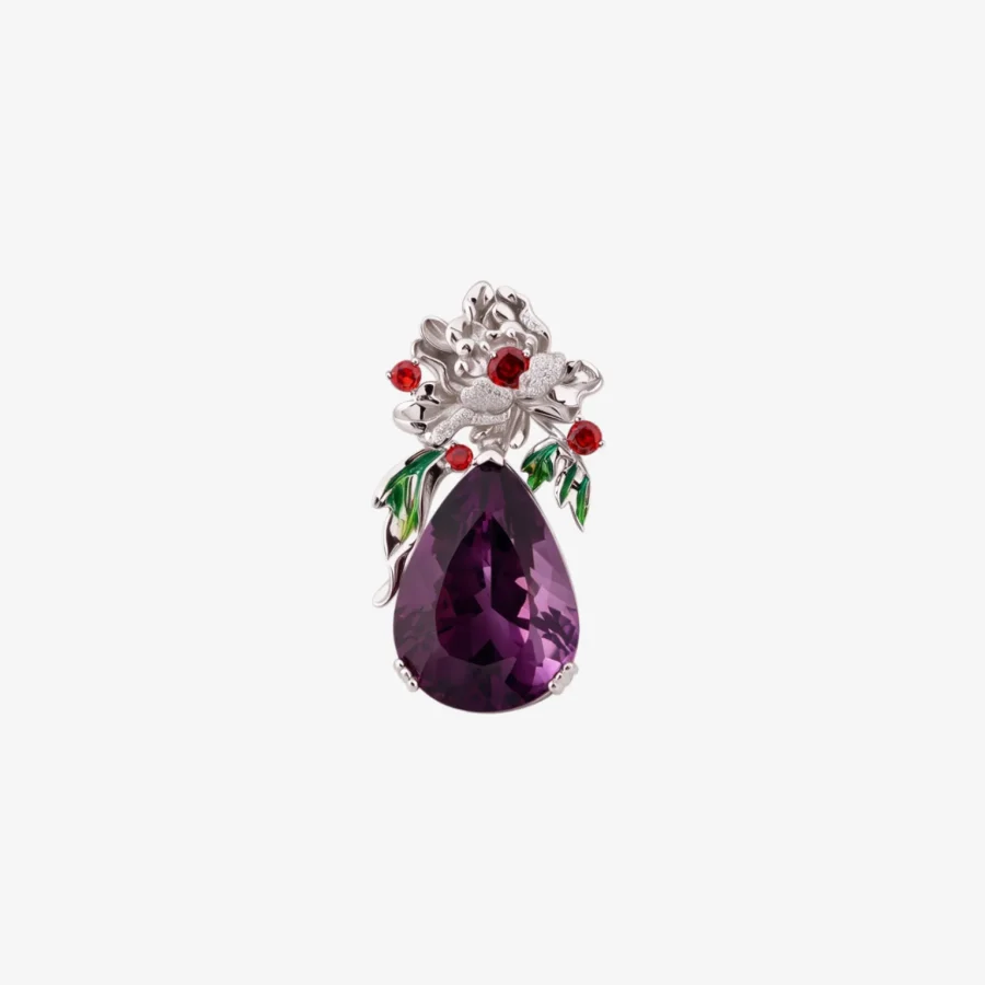 Color Red Diamond Amethyst Pendant