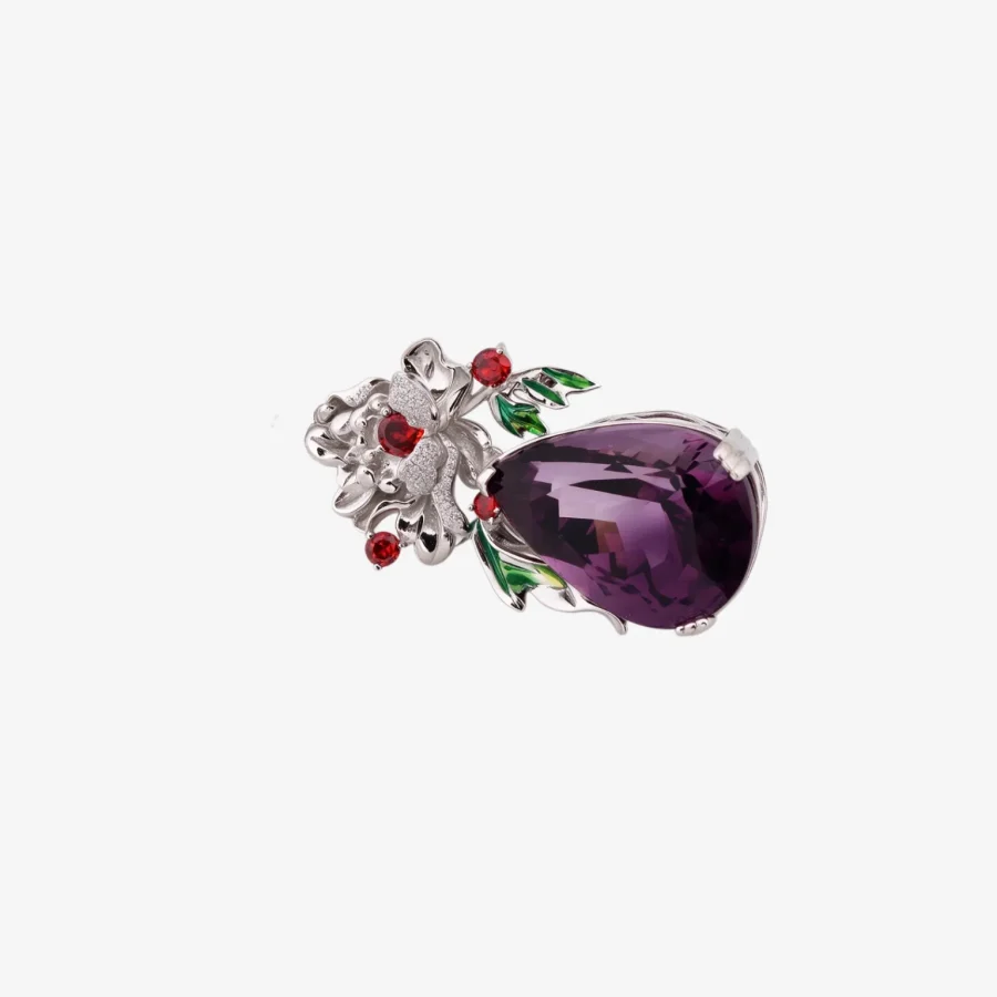 Color Red Diamond Amethyst Pendant