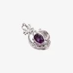 Diamond Crescent Floral Amethyst Pendant