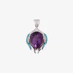 Diamond Sword Heart Amethyst Pendant