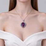 Diamond Sword Heart Amethyst Pendant