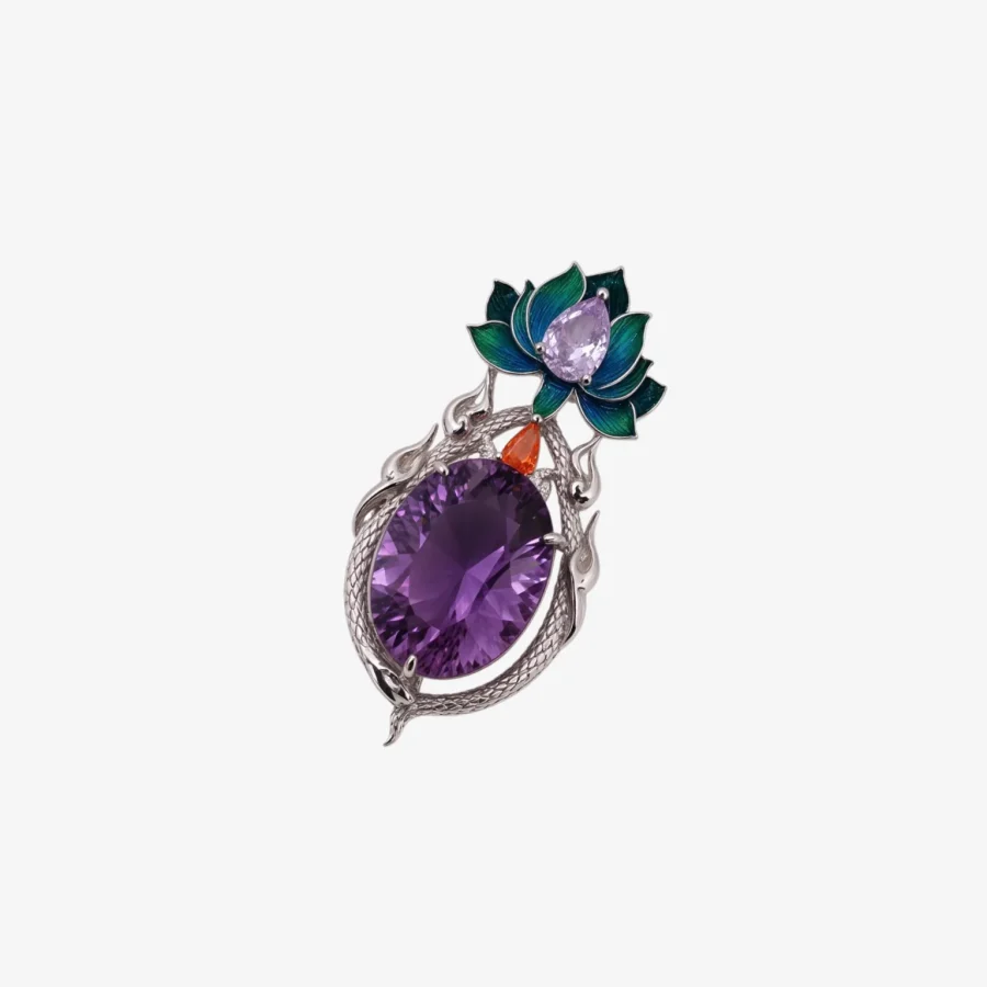 Lotus Flame Amethyst Pendant