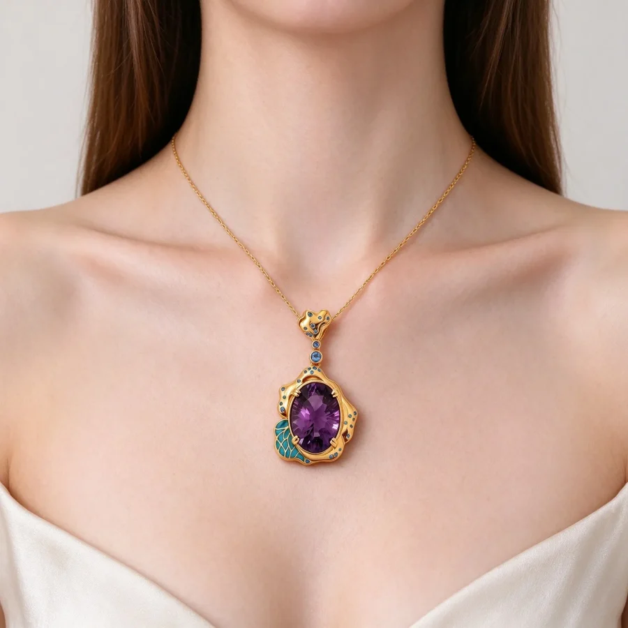 Color Rim Amethyst Pendant