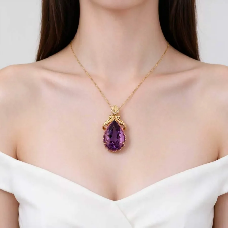 Elegant Teardrop Amethyst Pendant