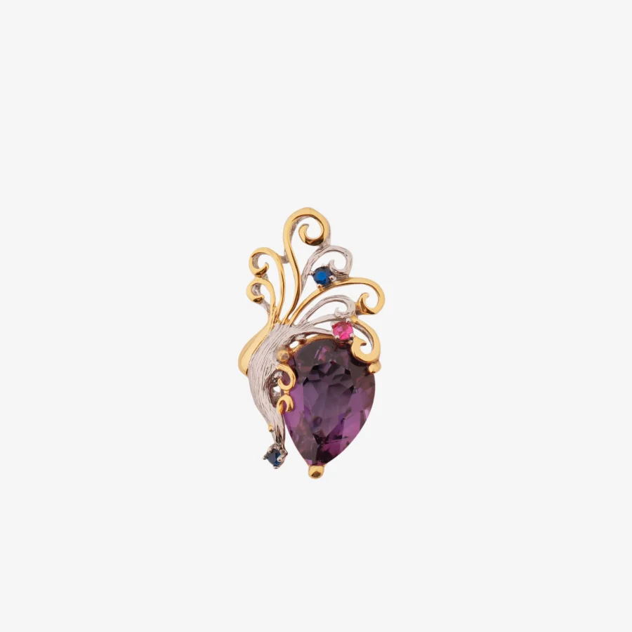 Half Flower Amethyst Pendant