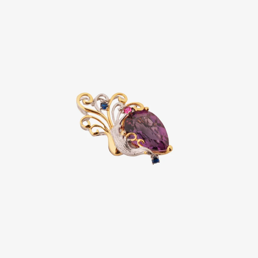 Half Flower Amethyst Pendant