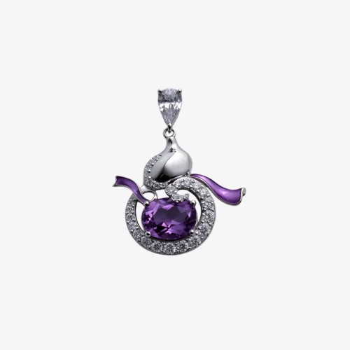 Full Diamond Gourd Amethyst Pendant