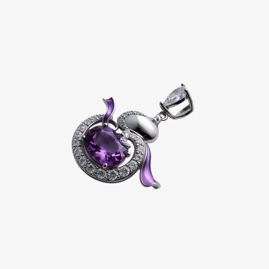 Full Diamond Gourd Amethyst Pendant