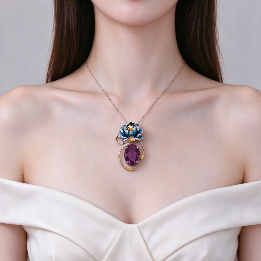 Peony Amethyst Pendant