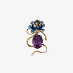 Peony Ribbon Amethyst Pendant