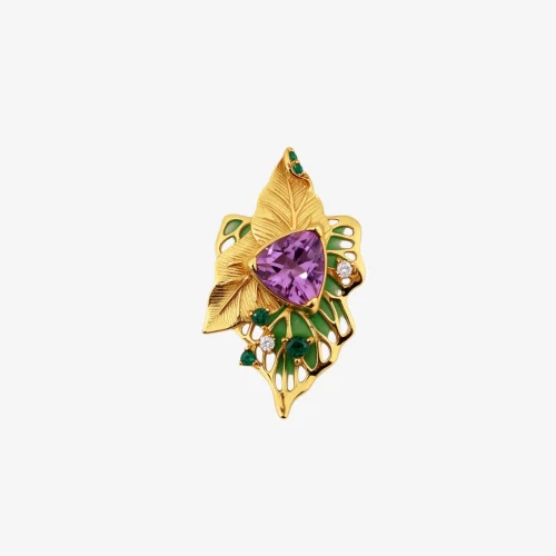 Color Accent Diamond Amethyst Pendan