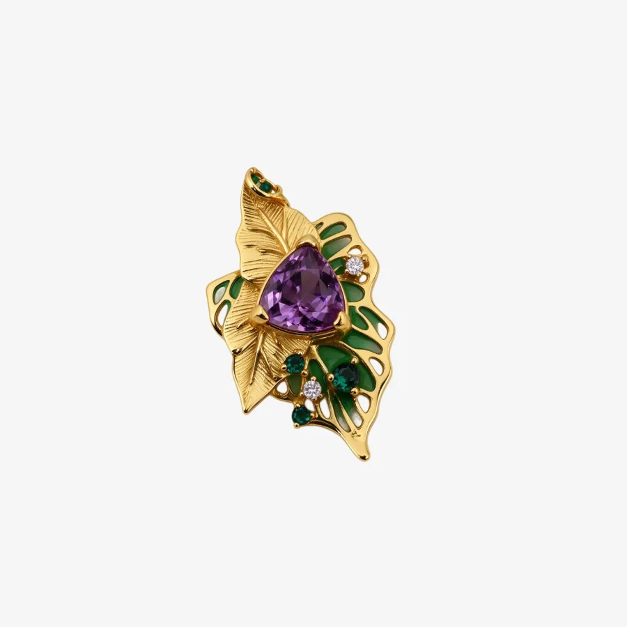 Color Accent Diamond Amethyst Pendan