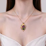 Color Accent Diamond Amethyst Pendan