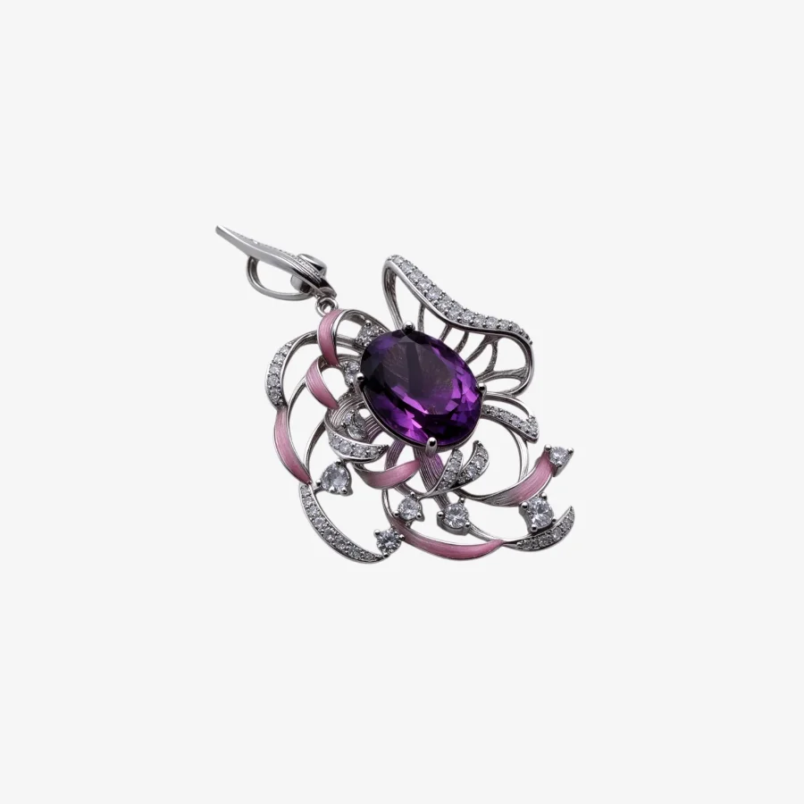 Stamen Floating Silk Amethyst Pendant