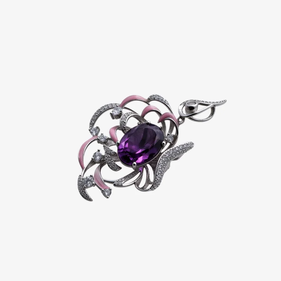 Stamen Floating Silk Amethyst Pendant