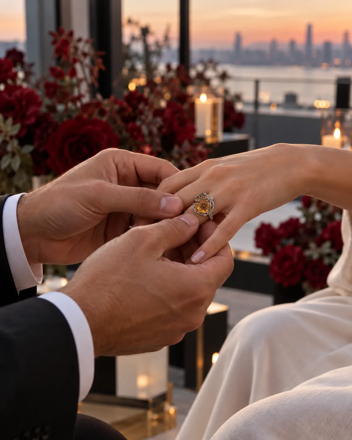 Proposal moment with an EMBED citrine ring